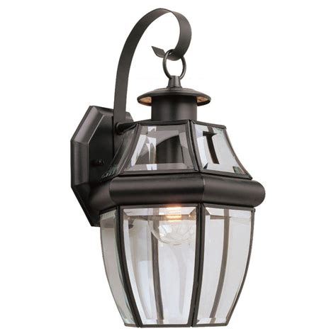 1-Light Black Outdoor Wall Light Fixture with Clear and Frosted Glass. . Black light fixtures home depot